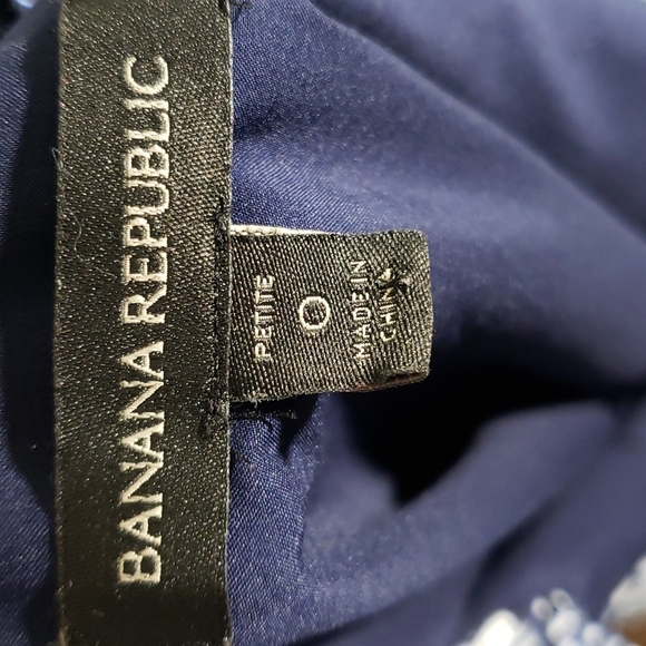 Banana Republic Blue/ White Dress w Pleats, Sz 0 - Picture 7 of 8